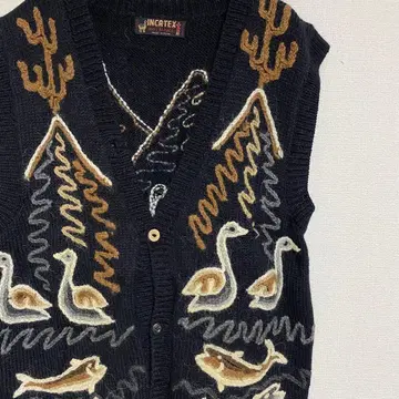 vintage 페루 니트 베스트 자수 story mfg 핸드 니트