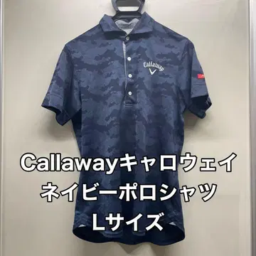 캘러웨이 피케 셔츠 남성용 L 네이비 카모 패턴 골프웨어