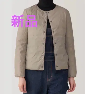 새상품 경량 다운 노카라 자켓 다운 여성용 여성 라이트 베이지 M