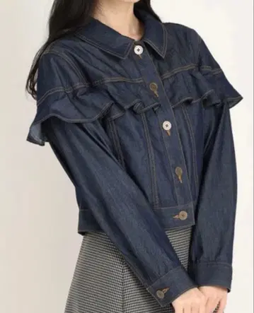 프릴 달린 다크 데님 자켓 스트로베리 필드