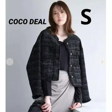 COCO DEAL 새상품 블랙 트위드 숏 자켓 S 사이즈