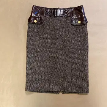 D&G 브라운 계열 트위드 타이트 스커트