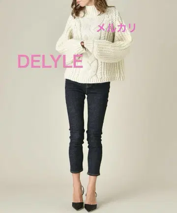 DELYLE 큼직하게 짠 케이블 립 하이넥 니트 데이라이르 스웨터