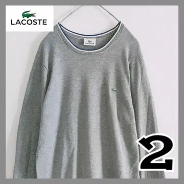LACOSTE 라코스테 니트 스웨터 자수 그레이 긴팔 남성용