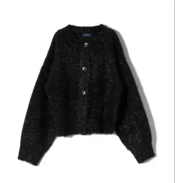SHIPS 블랙 글리터 가디건 샤기 니트 블랙