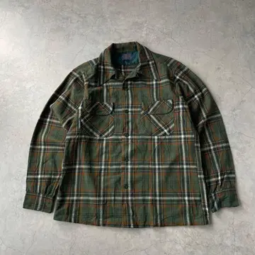 60's PENDLETON 오픈 카라 셔츠 옴브레 체크 USA 제작 그린