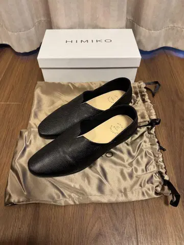 25.5cm HIMIKO 블랙 천연 가죽 소프트 플랫슈즈 미사용 새상품