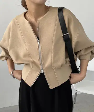 CAPRICIEUX LEMAGE W 페이스 ZIP 가디건 베이지