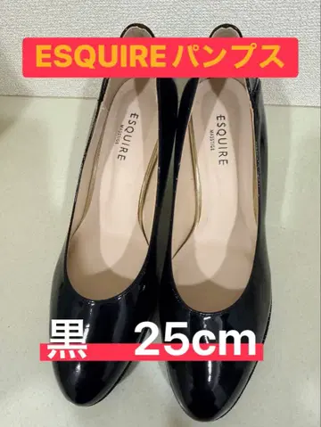 미사용 블랙 펌프스 25.0cm 한국 Esquire