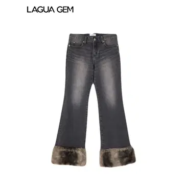 [ LAGUAGEM ] FAUX FUR 플레어 데님 블랙 25inch