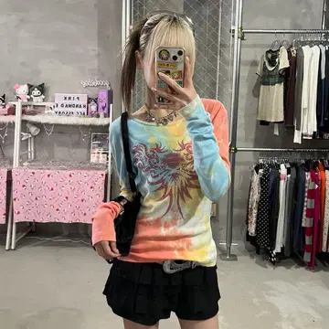 할리데이비슨 할리 타이다이 컬러풀 Y2K 롱티 피티티