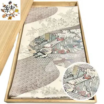 MO-3253 후쿠로 오비 포멀 오토기 에마키 인물 십이단 은사 백갈색