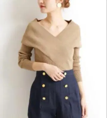 VERMEIL par iena 2WAY 스트레치 리브 롱 슬리브 니트