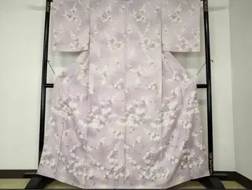 코몬 보라색 꽃풀 문양 순수 실크