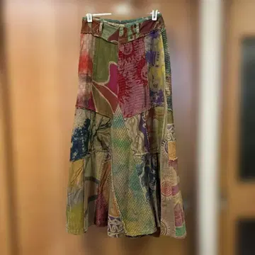 최종 가격 인하 개성 있는 패치워크 롱 스커트 구제샵 구매