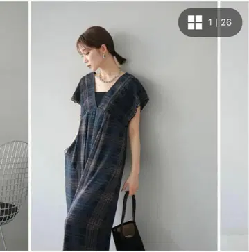 Lumier 뤼미에 시어 체크 셔링 살로펫/ 네이비 S