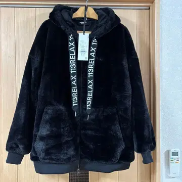 우노피유 퍼 보아 자켓 블랙 검정 XL 사이즈 미사용 새상품