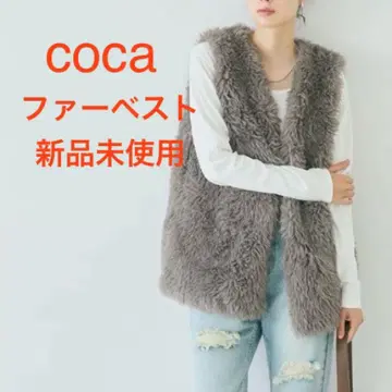 coca 퍼 베스트 그레이지 M 사이즈 미사용 새상품