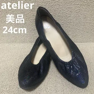 새상품급 24cm atelier 글리터 로우힐 펌프스 발레 슈즈