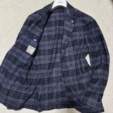 [ 새상품급/L 사이즈 ] 루비암 테일러드 자켓 체크 언컨 마감 네이비