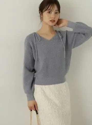 프로포션 바디 드레싱 니트 블루 라메