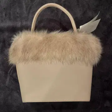 셀포드 베이지 인조 모피 핸드백