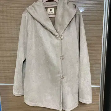 베이지 노카라 후드 자켓 아우터
