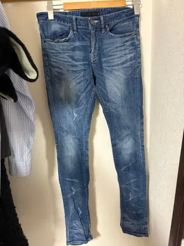 FUGA 스키니 데님 44 블루 데미지 가공