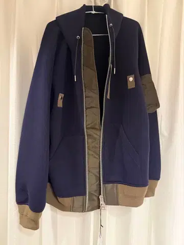sacai 네이비 Sponge Sweat 후디