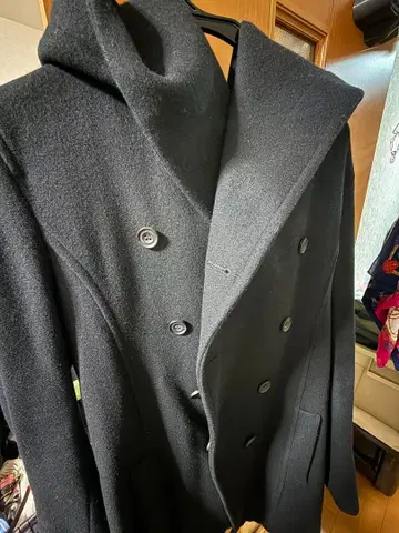 ato 롱 코트 후드 부착 더블 버튼