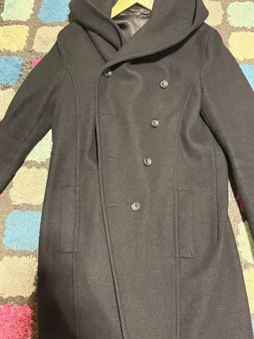 ato 롱 코트 후드 부착 더블 버튼