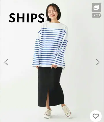 SHIPS 바스크 보더 긴팔 T셔츠 여성용 보더