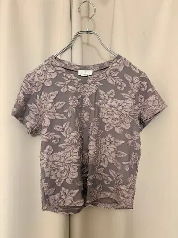 vintage 숏 슬리브 시어 탑 올 패턴 꽃무늬 자수