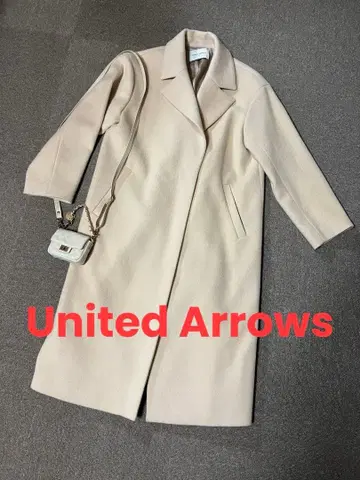United Arrows 베이지 더블 버튼 롱 코트