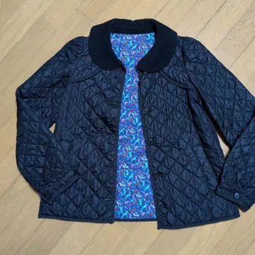 츠모리치사토 블랙 코듀로이 옷깃 퀼팅 자켓