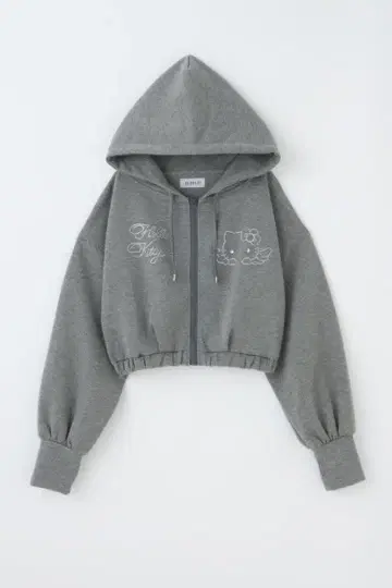 Bubbles Hello Kitty 크롭 후드티 그레이