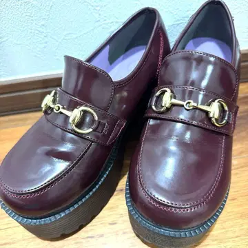 YOSUKE 와인 레드 통굽 로퍼 22.5cm