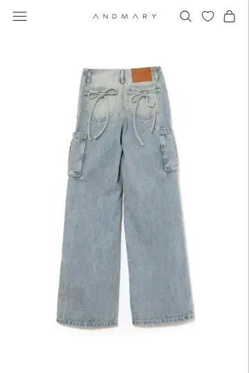 andmary Back ribbon denim cargo pants