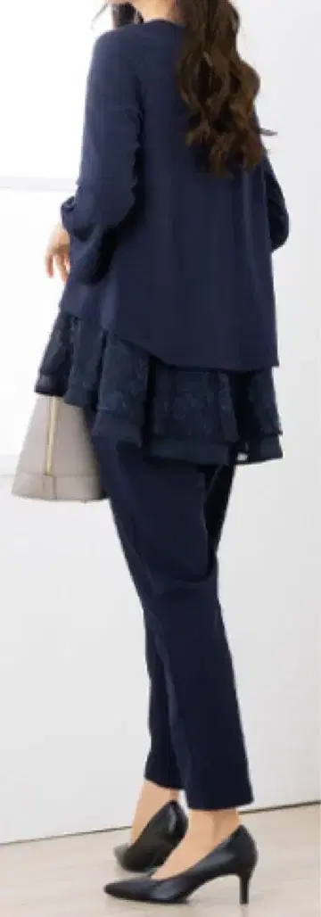 네이비 레이스 레이어드 스타일 세트