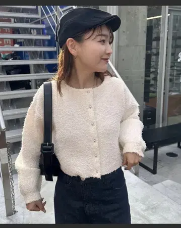 mystic 미니 프린지 가디건 아이보리