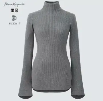 새상품 UNIQLO 3D 리브 하이넥 스웨터 마메쿠로구치 콜라보 S