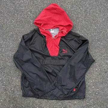 아노락 자켓 PUMA 80s y2k 테크 계열 블랙 레드