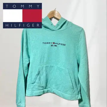 [ 새상품급 ] TOMMY HILFIGER 민트 그린 후드 부착 후드티