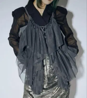 Ezick 베스트 Multi-layered 레이스업 튤 뷔스티에