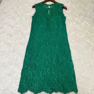 EMILIO PUCCI 그린 레이스 슬리브리스 원피스