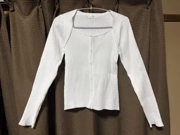 And Couture 화이트 리브 긴팔 상의 F