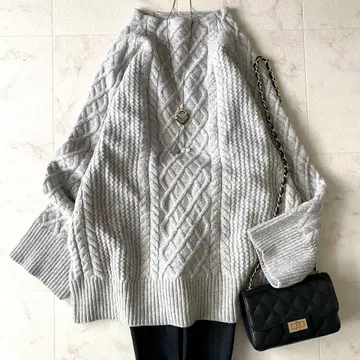 새상품급 스픽앤스팬 해밀턴 라무스울 케이블 짜임 니트 보틀넥