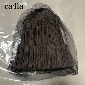 ca4la 다크 브라운 튤 튤 니트 모자 니트 모자