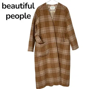 beautiful people 체크 무늬 롱 코트