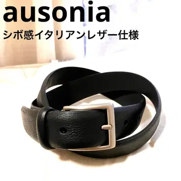 ausonia 남성용 천연 가죽 주름감 이탈리아 가죽 벨트 블랙